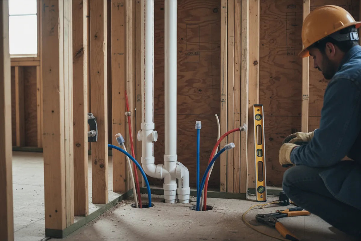 Drain and supply rough-in during Garbage Disposal Repair in Lemont Furnace