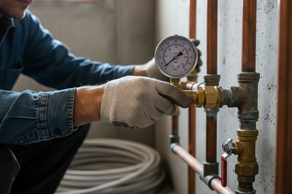 Pressure testing a repaired line during Water Line Repair in Lemont Furnace